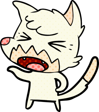 Bir insan tarafından çizilmiş kızgın çizgi film tilkisi.