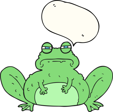 Bir insan tarafından çizilmiş serbest konuşma balonu karikatür kurbağası