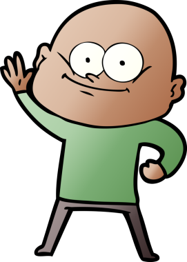 Bir insan tarafından çizilmiş kel bir adam.