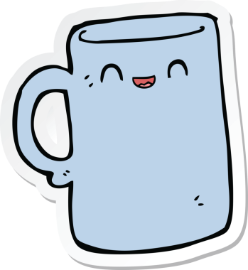 Bir insan tarafından çizilmiş bir karikatür bardağının çıkartması.