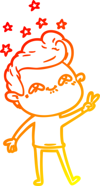 Bir insan tarafından çizilmiş, heyecanlı bir çizgi film çizimi.