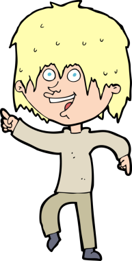 Bir insan tarafından çizilmiş mutlu çocuk çizgi filmi.