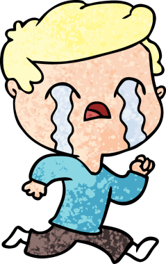 Bir insan tarafından çizilmiş ağlayan çizgi film adamı.