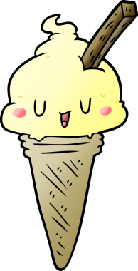 Bir insan tarafından çizilmiş tatlı çizgi film dondurması.