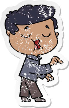 Bir insan tarafından çizilmiş karikatür adamın sıkıntılı çıkartması.