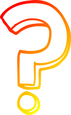 Bir insan tarafından çizilmiş bir çizgi film soru işaretinin sıcak gradyan çizgisi