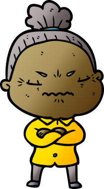 Çizgi film bir insan tarafından çizilmiş yaşlı bir kadın tarafından rahatsız edildi.