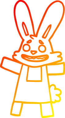 Bir insan tarafından çizilmiş gülen tavşanın sıcak çizgi çizimi