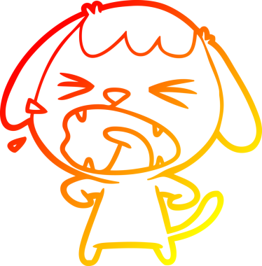 Bir insan tarafından çizilmiş sevimli bir köpeğin sıcak çizgi çizgisi.