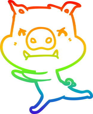 Bir insan tarafından çizilmiş kızgın çizgi film domuzu çizimi.