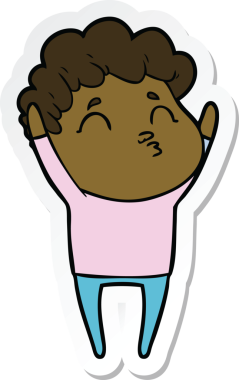 Bir insan tarafından çizilmiş karikatür adamın çıkartması.