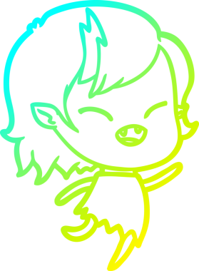 Bir insan tarafından çizilmiş gülen vampir kız çizgi filmi.