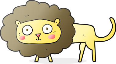 Bir insan tarafından çizilmiş serbest çizgi film aslanı.