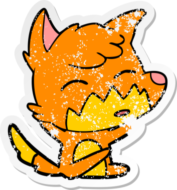 Bir insan tarafından çizilmiş tilki çizgi filminin sıkıntılı çıkartması.