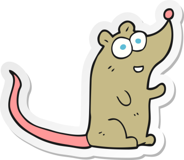 Bir insan tarafından çizilmiş çizgi film faresinin çıkartması.