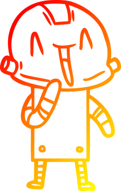 Bir insan tarafından çizilen çizgi film robotunun sıcak çizgi çizimi