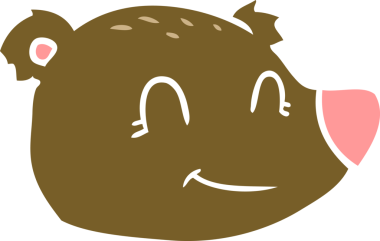 Bir insan tarafından çizilmiş düz renkli çizgi film mutlu ayı yüzü