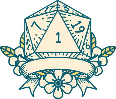 Retro Dövme Biçimi Doğal Bir d20 zar bir insan tarafından çizildi