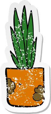 Bir insan tarafından çizilmiş karikatür ev bitkisinin sıkıntılı çıkartması