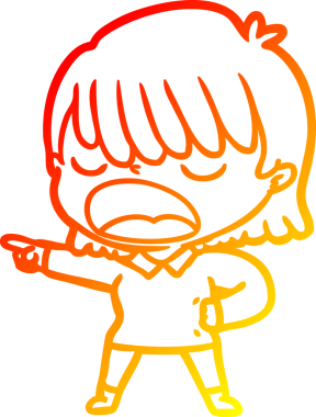 Bir insan tarafından yüksek sesle çizilmiş bir çizgi film kadını çizimi.