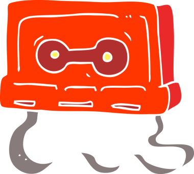 Bir insan tarafından çizilmiş kasetin düz renk çizimi