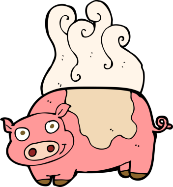 Bir insan tarafından çizilmiş çizgi film domuzu.