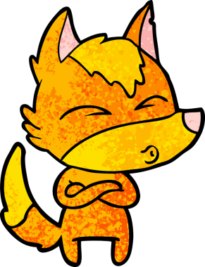 Bir insan tarafından çizilmiş tilki çizgi film karakteri