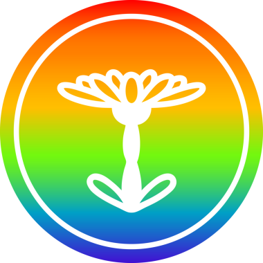 Çiçek açan dairesel ikon gökkuşağı gradyan bir insan tarafından çizilmiş