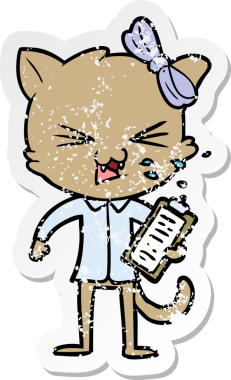 Bir insan tarafından çizilmiş karikatür bir kedinin sıkıntılı çıkartması.