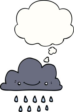 Bir insan tarafından çizilmiş düşünce baloncuklu karikatür fırtına bulutu