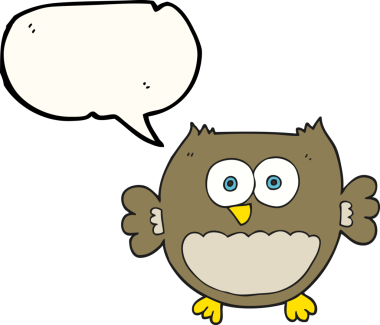 Bir insan tarafından çizilmiş serbest konuşma balonu karikatürü baykuşu