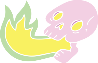 Ateş püskürten el, bir insan tarafından çizilmiş tuhaf bir kafatası.