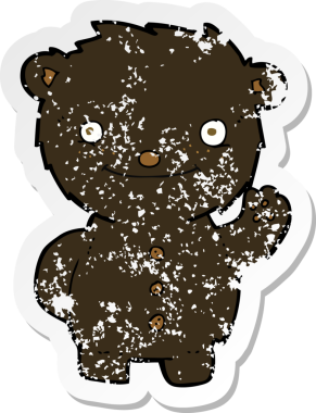 Bir insan tarafından çizilmiş siyah ayı sallayan bir çizgi filmin gerilimli yapıştırması.