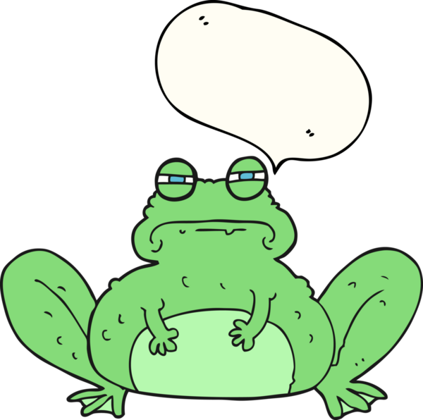 Bir insan tarafından çizilmiş serbest konuşma balonu karikatür kurbağası