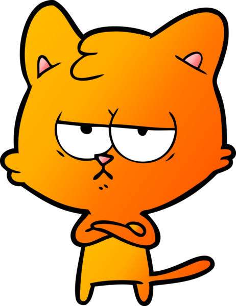 Bir insan tarafından çizilmiş sıkıcı çizgi film kedisi.