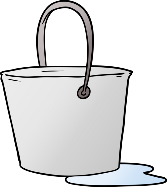 Bir insan tarafından çizilmiş bir kova su.