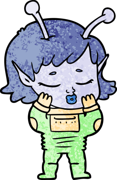 Bir insan tarafından çizilmiş uzaylı kız.