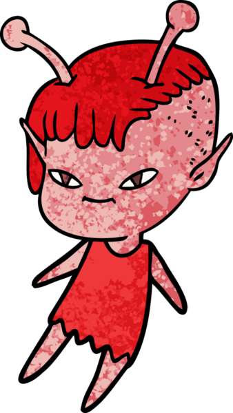 Bir insan tarafından çizilmiş sevimli uzaylı kız çizgi filmi.