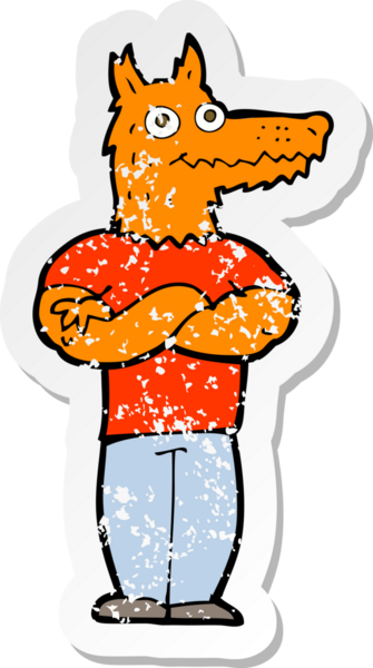 Bir insan tarafından çizilmiş tilki bir karikatürün gerilimli yapıştırması.