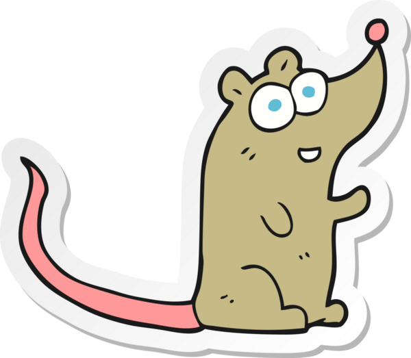 Bir insan tarafından çizilmiş çizgi film faresinin çıkartması.