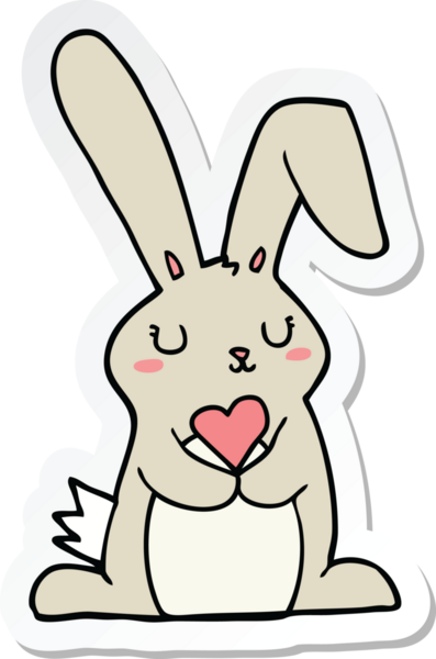 Bir insan tarafından çizilmiş çizgi film tavşanı çıkartması.