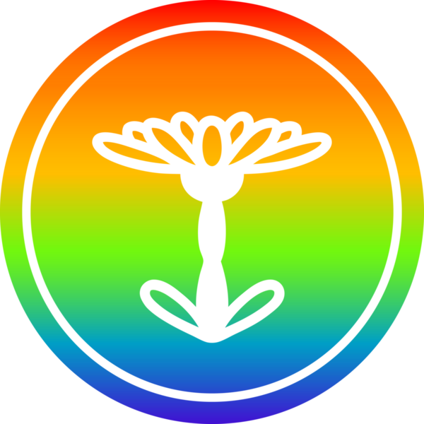 Çiçek açan dairesel ikon gökkuşağı gradyan bir insan tarafından çizilmiş