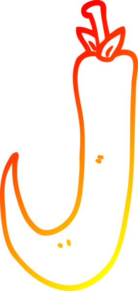 Bir insan tarafından çizilen kırmızı biber çizgi filminin sıcak gradyanı