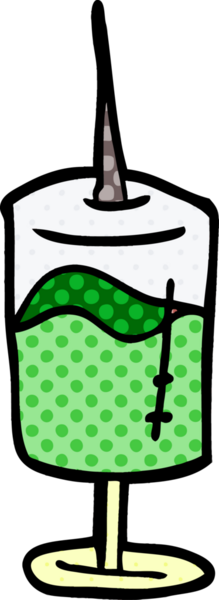 Bir insan tarafından çizilmiş tıbbi şırınga.