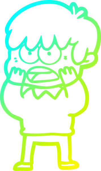 Bir insan tarafından çizilmiş endişeli çizgi film çocuğunun soğuk gradyan çizgisi.