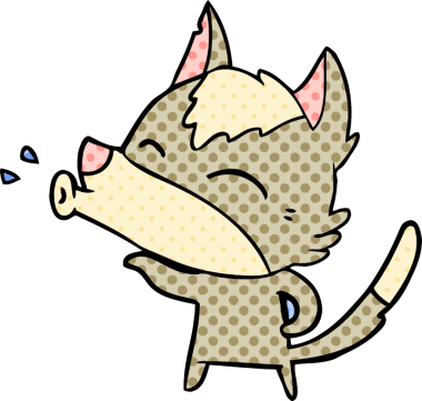 Bir insan tarafından çizilmiş uluyan kurt çizgi filmi.