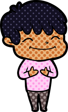 Bir insan tarafından çizilmiş mutlu çocuk çizgi filmi.