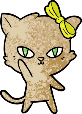 Bir insan tarafından çizilmiş sevimli çizgi film kedisi.