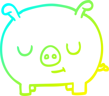 Bir insan tarafından çizilen mutlu domuz çizgi filmi.