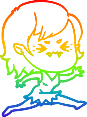 Gökkuşağı gradyan çizgi çizimi Bir insan tarafından çizilmiş rahatsız bir vampir kız çizgi filmi